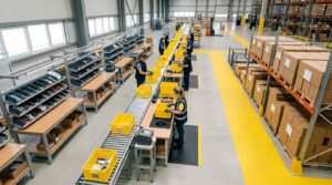 how to set up a kitting line in a warehouse