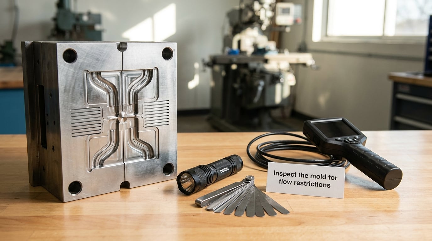 Inspect the mold for flow restrictions