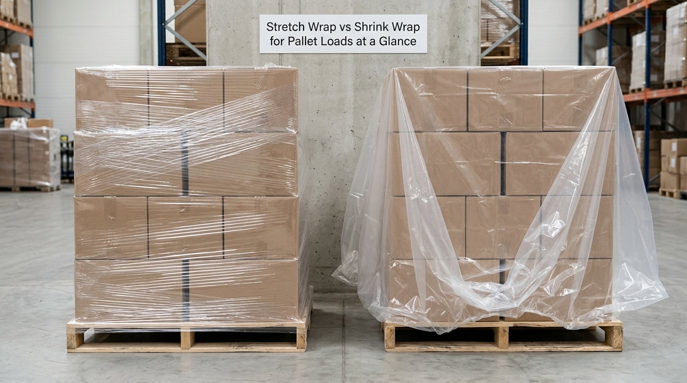 Stretch Wrap vs Shrink Wrap for Pallet Loads at a Glance