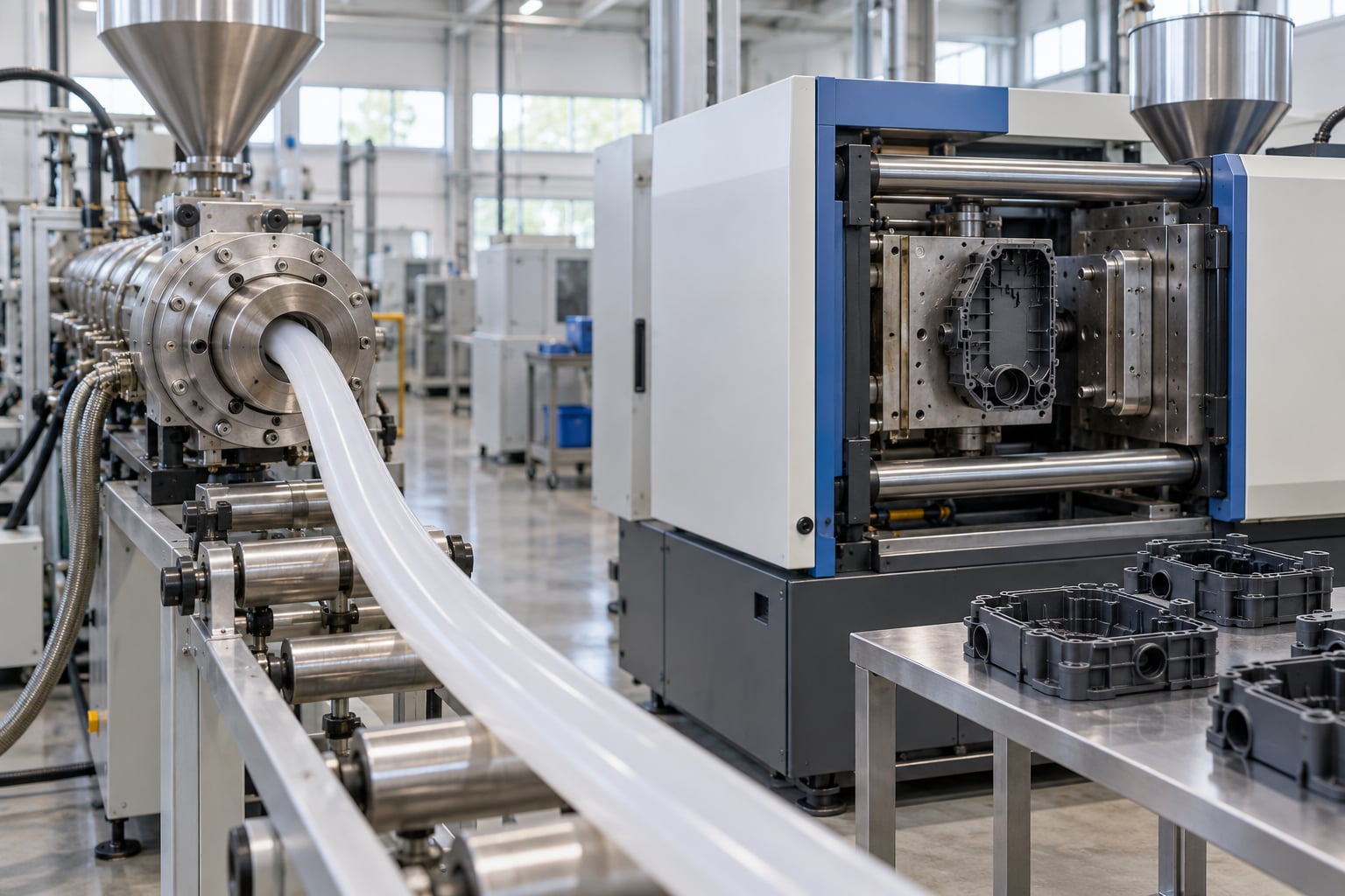 extrusion vs injection molding differences