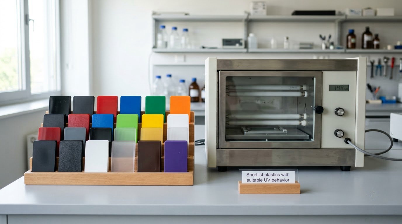 Shortlist plastics with suitable UV behavior