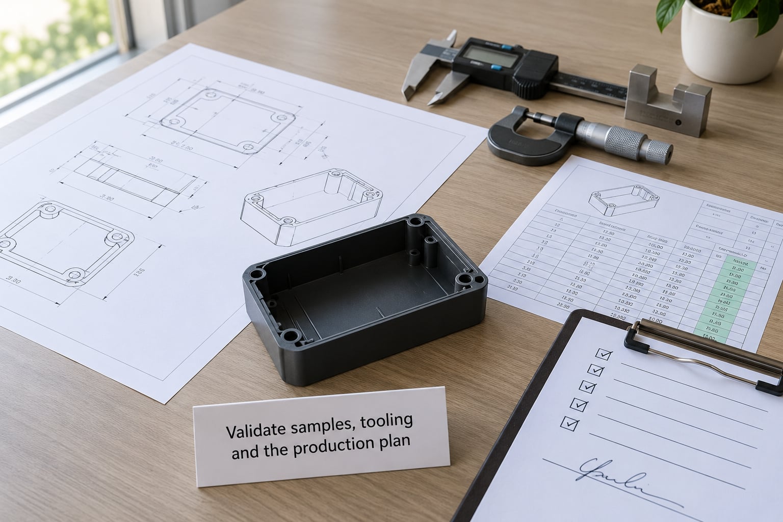 Validate samples, tooling and the production plan