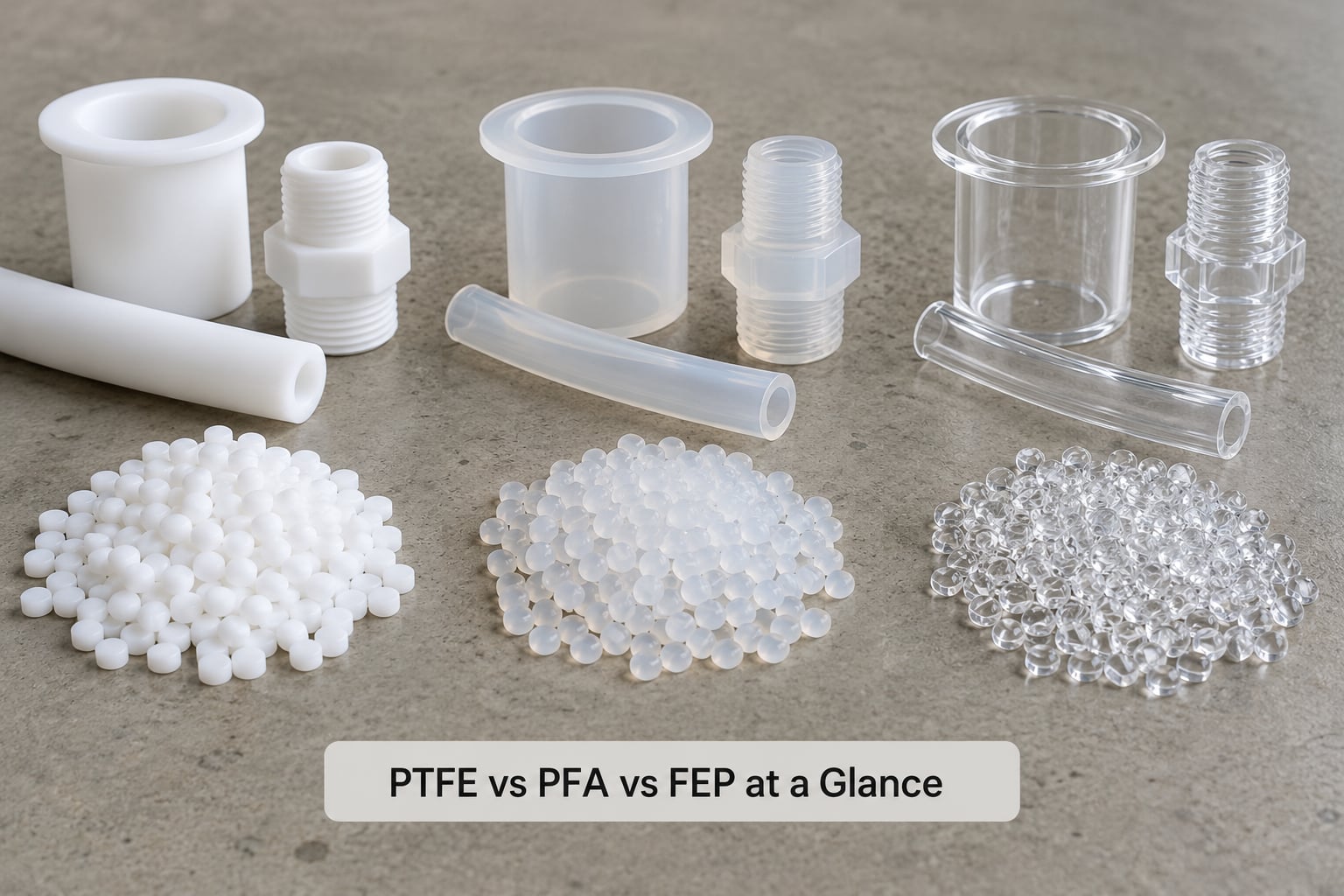 PTFE vs PFA vs FEP at a Glance