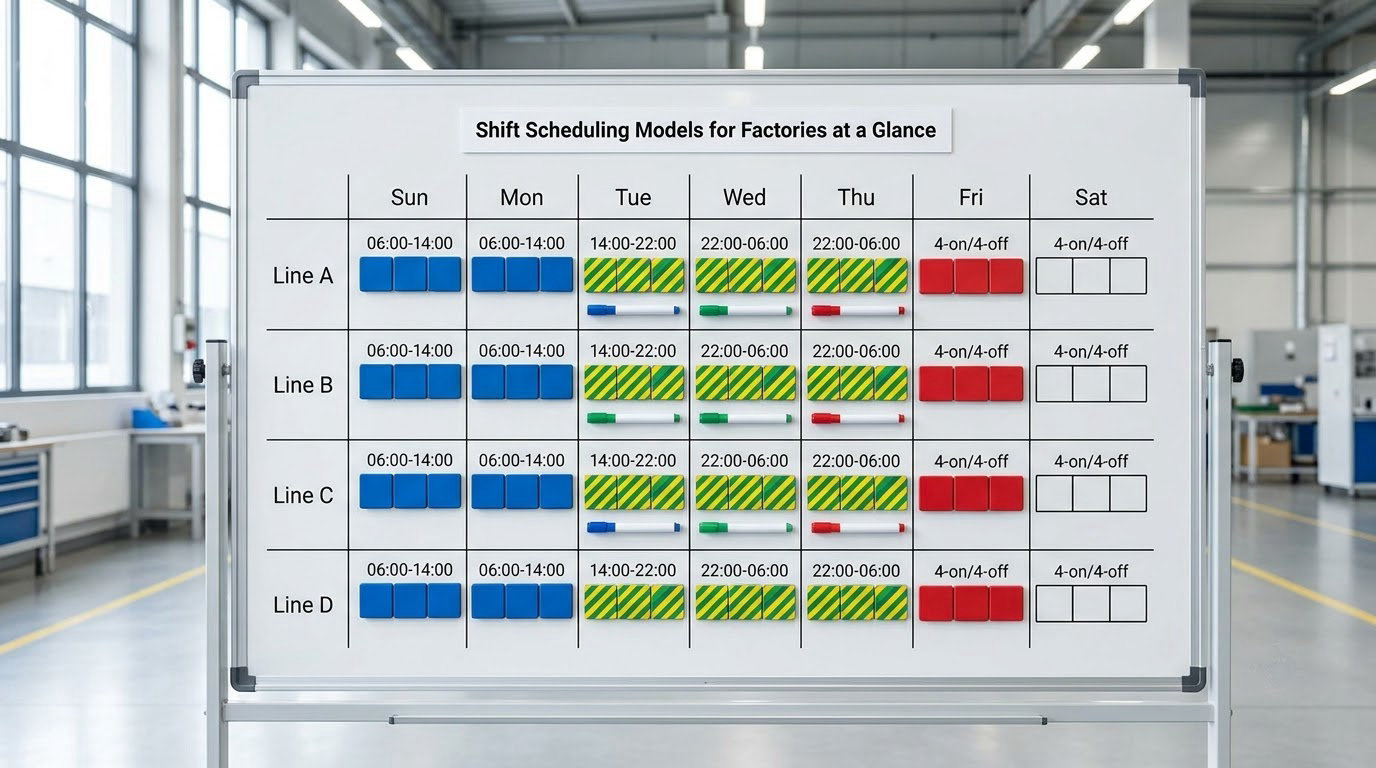 Shift Scheduling Models for Factories at a Glance