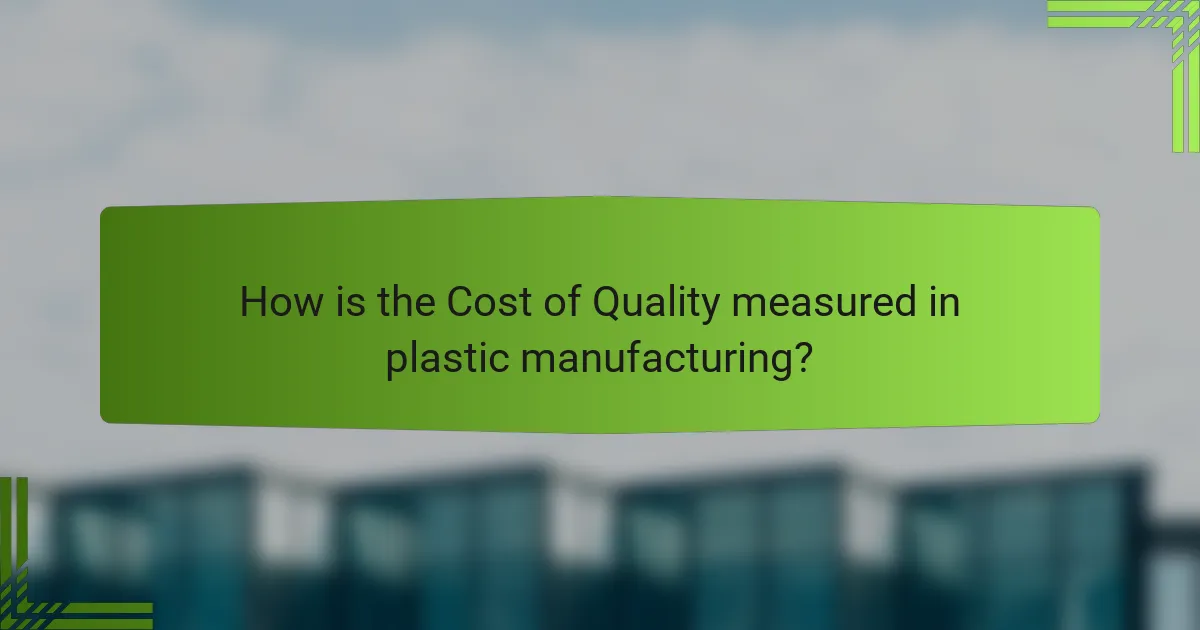 How is the Cost of Quality measured in plastic manufacturing?